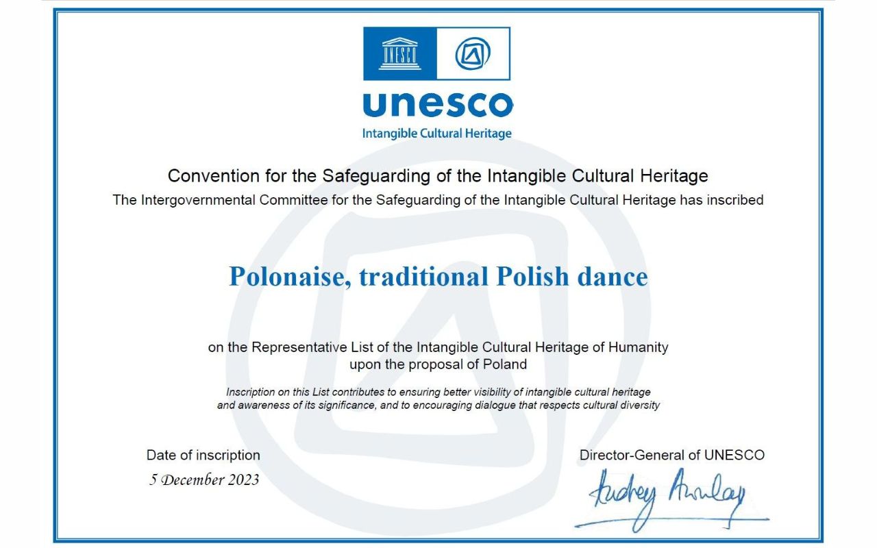 Polonez | Certyfikat | Unesco